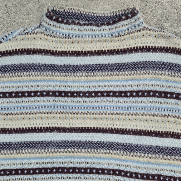 Ann Taylor Multicolor Sparkle Fair Isle Funnel Neck Sweater Metallic Cabincore - Picture 5 of 9